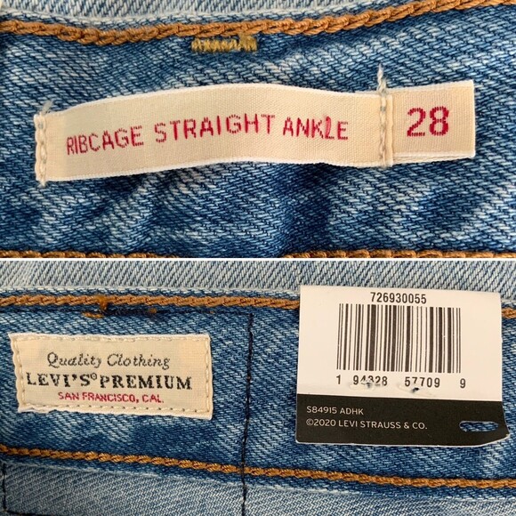 Levi’s Premium Ribcage Straight Ankle Blue 28 - Picture 3 of 13
